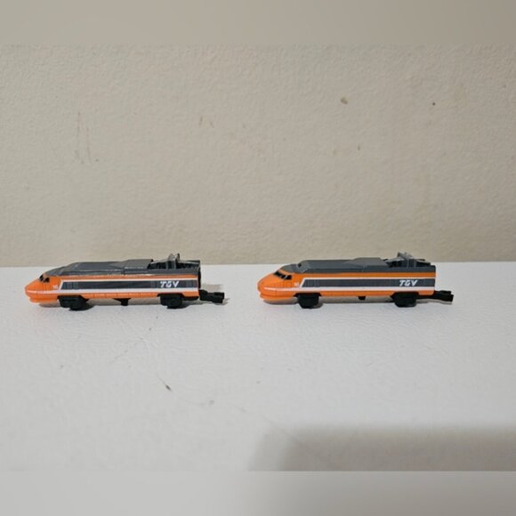 Micro Machines Galoob Tgv France Bullet Train Engine Orange En Voyage - Picture 2 of 8